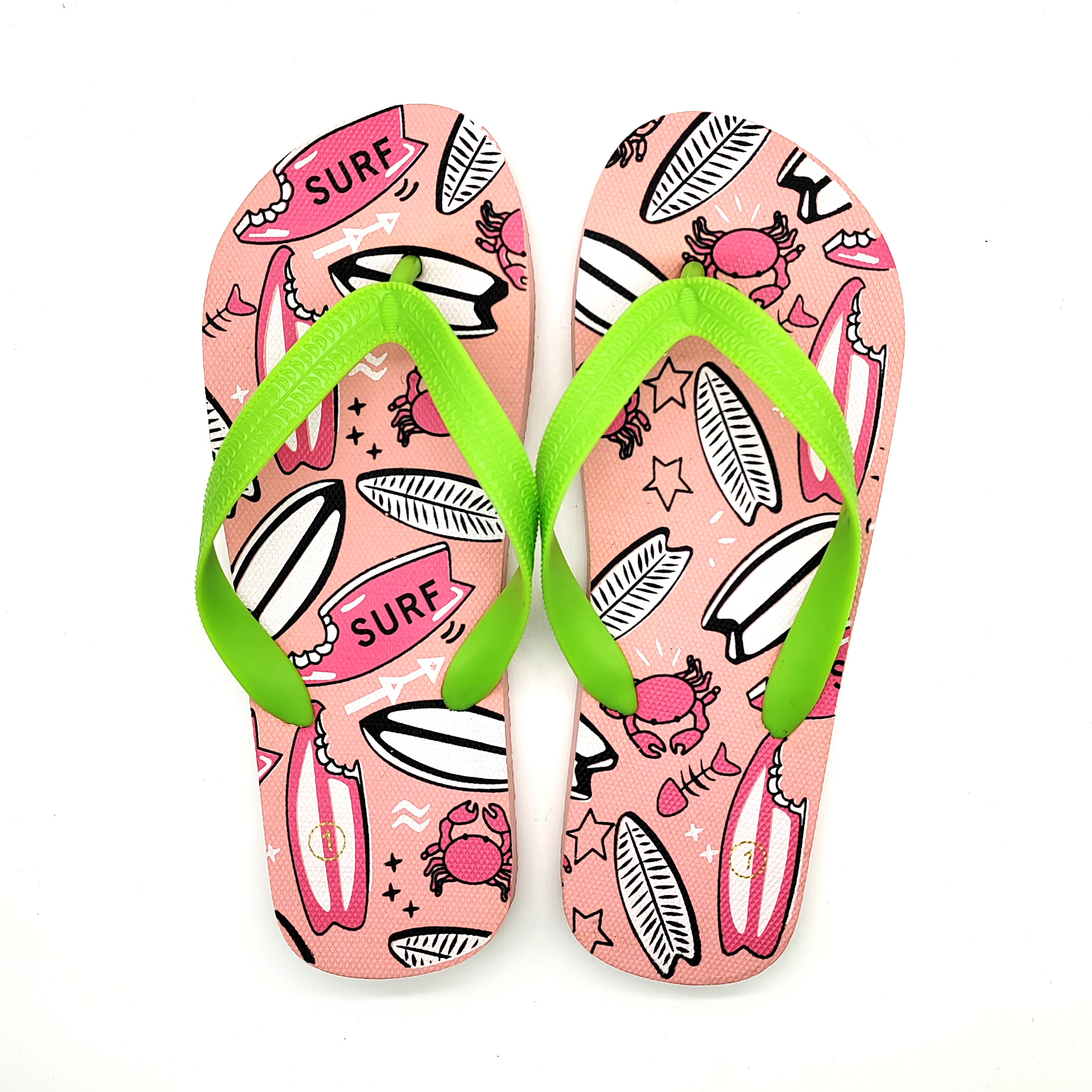 Colorful Printed Women Slippers PVC Strap Logo Custom Wholesale Womens Flip Flops