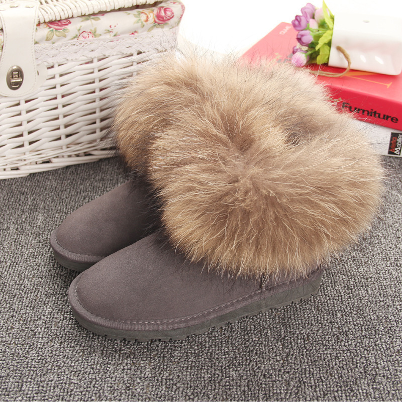 Winter Raccoon Fur Boots Ladies Boots Plush Snow Boots Women Winter Casual Shoes 2022