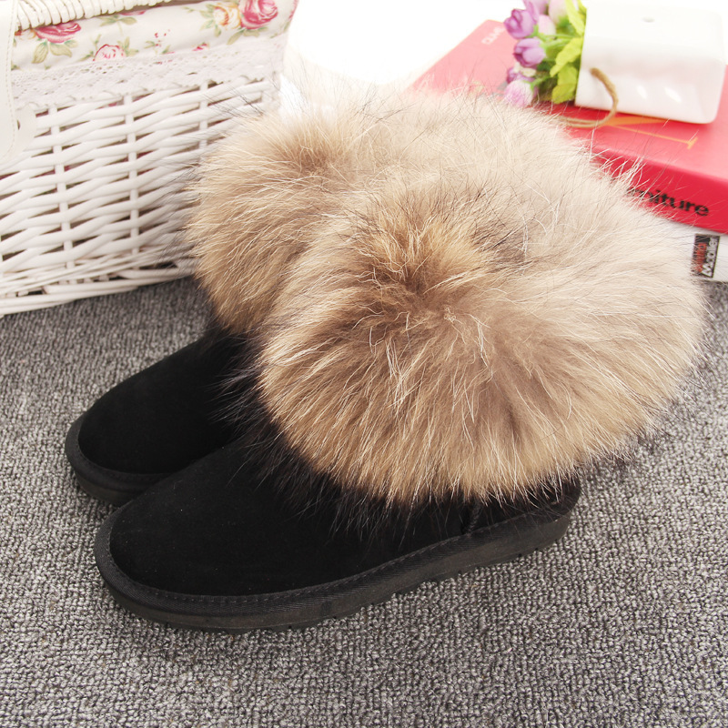 Winter Raccoon Fur Boots Ladies Boots Plush Snow Boots Women Winter Casual Shoes 2022