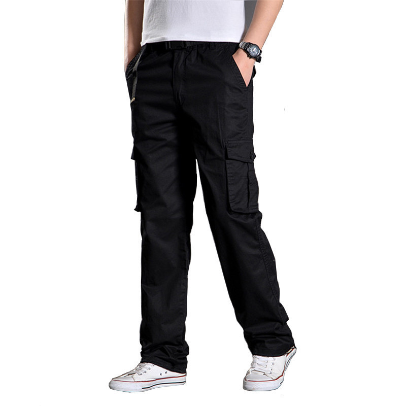 Men's Cotton Multi-Pocket Loose Casual Straight Pants Plus Fertilizer Plus Size Elastic Pants pantalon cargo pantalon