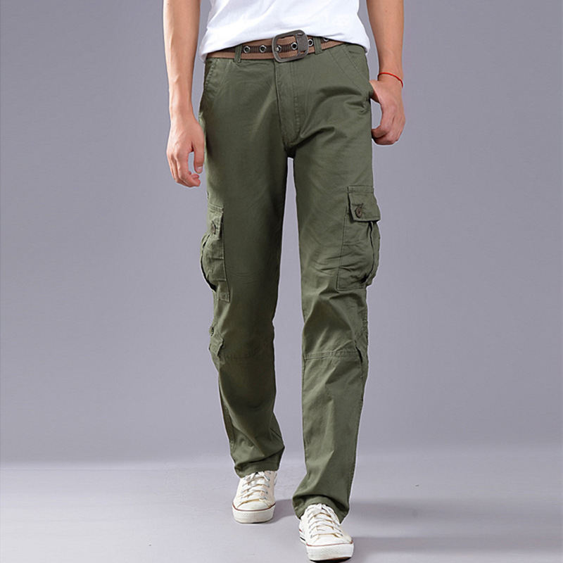 Men's Cotton Multi-Pocket Loose Casual Straight Pants Plus Fertilizer Plus Size Elastic Pants pantalon cargo pantalon