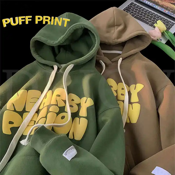 CUSTOM men's clothing manufacturers 3d embossed organic cotton premium hoodies oversized design puff print hoodie unisex