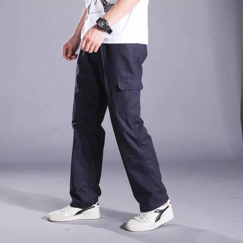 Men's Cotton Multi-Pocket Loose Casual Straight Pants Plus Fertilizer Plus Size Elastic Pants pantalon cargo pantalon