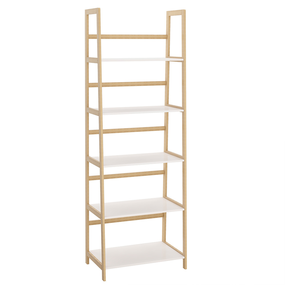 Bsci Custom 5 Tiers Adjustable Tall Bookcase Book Shelf Rack Organizer Shelving Unit Free Standing Storage Bamboo Bookshelf