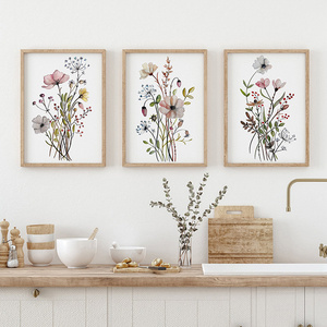 Boho Flower Botanical Posters Canvas Framed Painting Print Picture Modern Decoration Wall Art with Frame