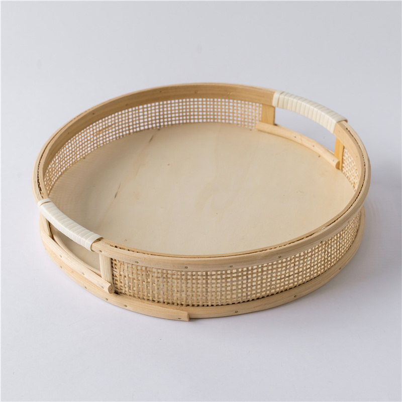 wholesale natural straw materials rattan seagrass round Picnic Basket Desktop Storage Christmas Storage Baskets 2PCS Set