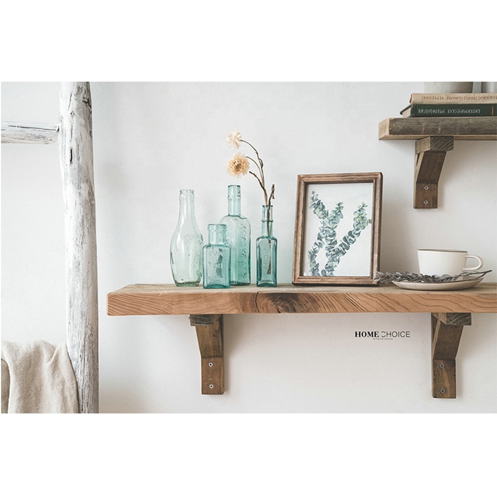 Rustic wood Storage hanging display Shelf Racks Wall Mounted wooden Floating Shelves For Kitchen Bathroom Bedroom