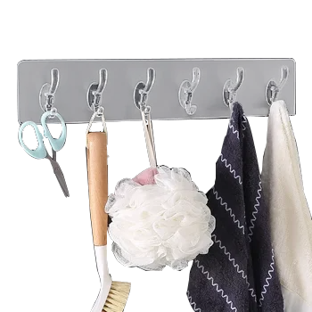 Wholesale Solid Pattern Multifunctional Kitchen Bathroom Hooks Self-Adhesive Wall Hanger with Crystal Row Rail