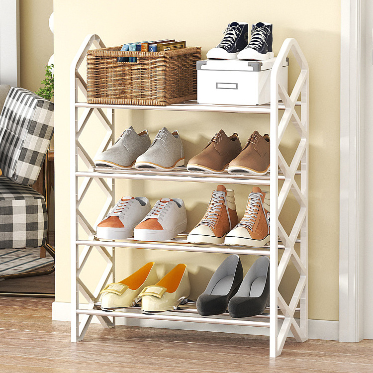 4-Tier Small Folding Shoe Rack, Wholesale Lightweight Shoe Shelf Stand Storage Organizer Furniture for Entryway, Hallway and Clo