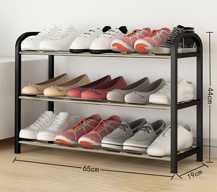 Simple Assemble 3 Tier Stackable Metal Modern Shoes Rack