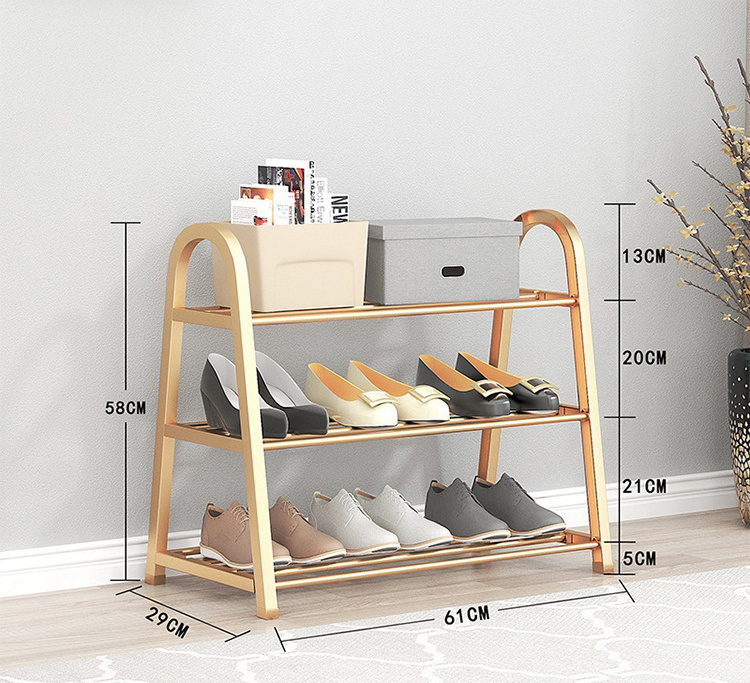 Home Storage Entrance Corner 3 Tier Metal Wire Shoes Rack