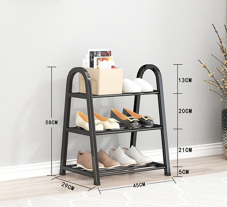 Home Storage Entrance Corner 3 Tier Metal Wire Shoes Rack