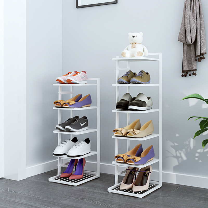 Vertical Narrow Simple Iron Multilayer Single Row Behind The Door Dormitory Entrance Shoe Storage Rack