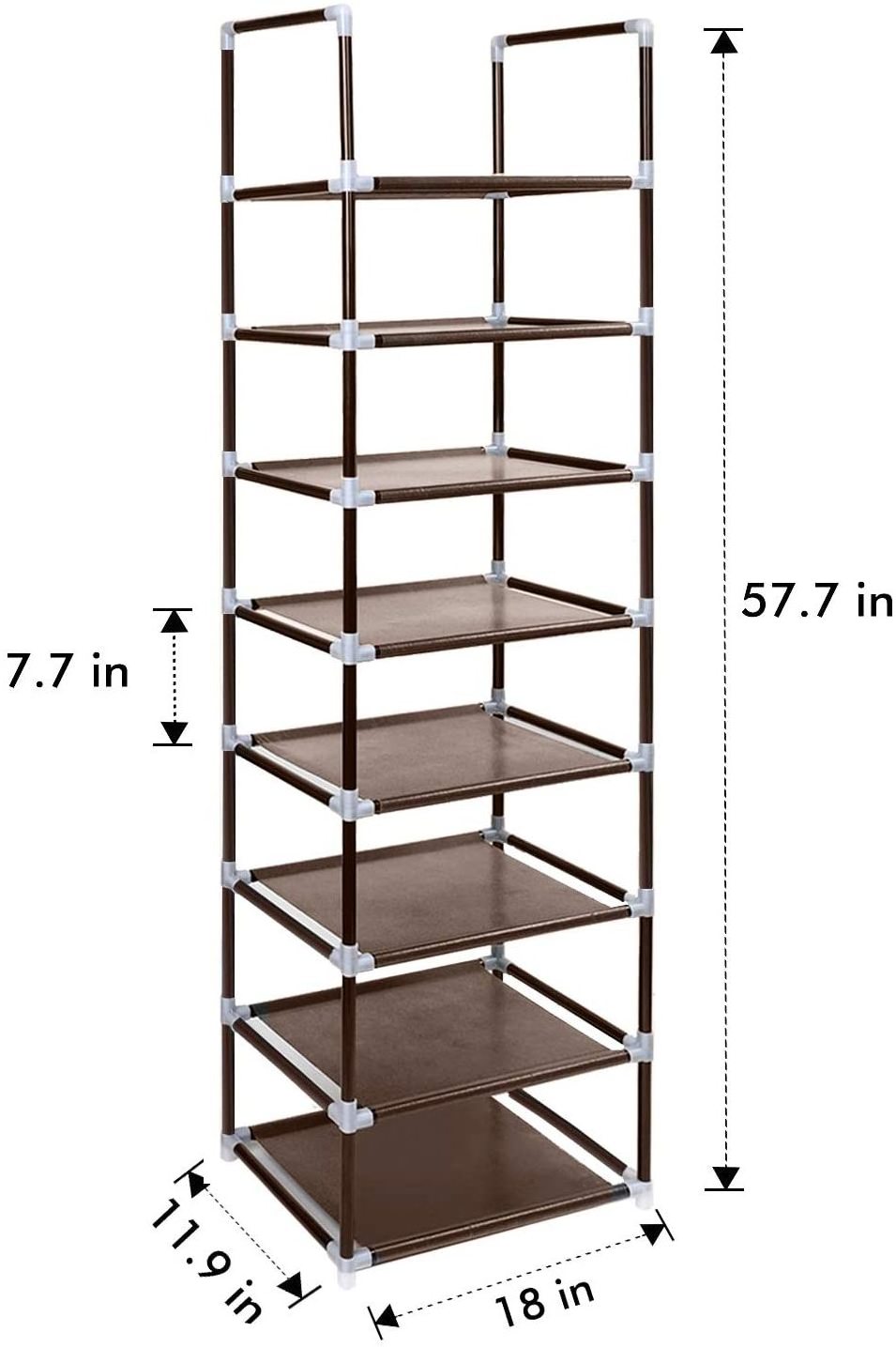 10-Tier 50 Pair Shoe Rack Organizer - Free Standing Space Saving Tower, Gray Fabric 2 thumbnail image