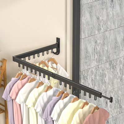 Manufacturer Balcony Wall Mount Retractable Mounted Folding Metal Clothes Hanger Drying Storage Rack