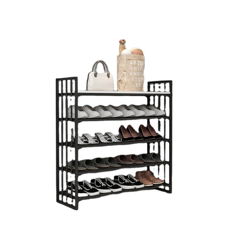 Newest design Simple 5 Layer Tier Modern Organizer Metal Gold Shelf Stand Shoes Rack For Shoes