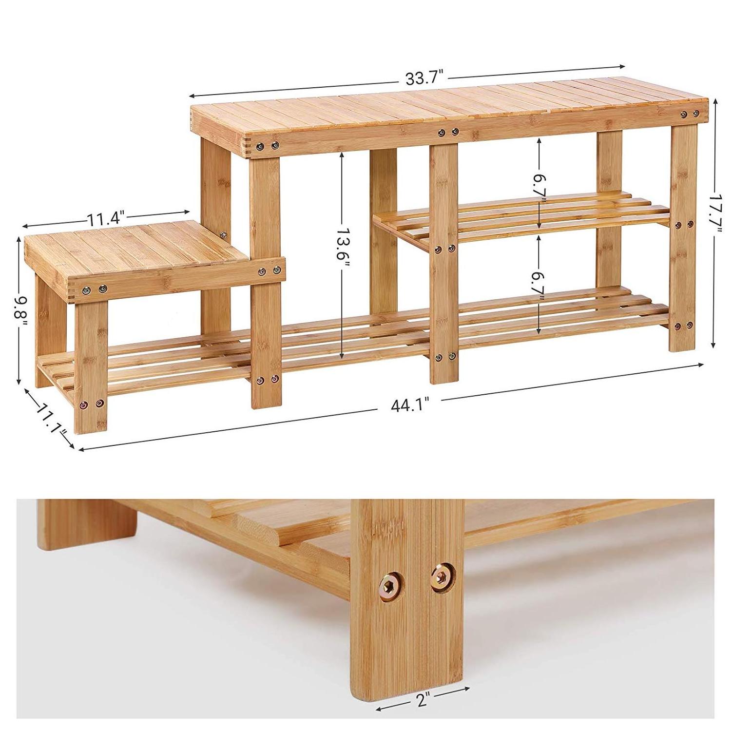 Hot Selling Wholesale Entryway Modern Slim Changing Bamboo Bench Shoes Rack