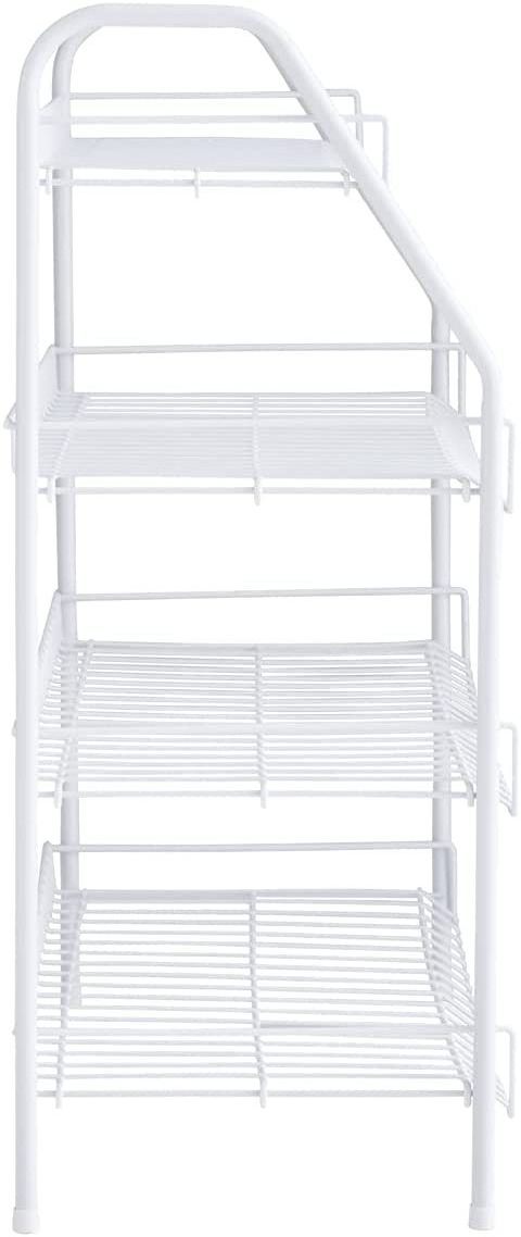 4-tier Stackable Wire Shoe Rack White Simple Assemble Storage Shelf For Organization In Bedroom