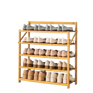 Foldable Large 5 Tiers 100% Bamboo Shoes Storage Rack For 20 Pairs Of Shoes