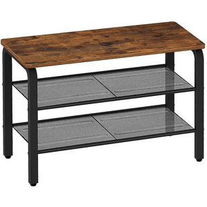 Industrial Stand 3-tier Storage Organizer Bench Shoe Rack With Seat And Shelf For Entryway