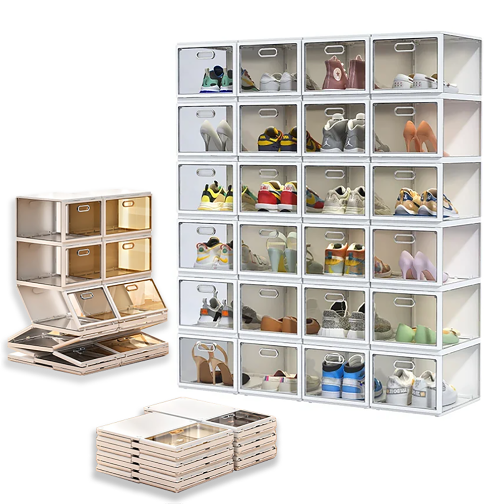 Wholesale Price Clear Plastic Folding Shoe Rack Organizer Transparent Collapsible Acrylic Shoe Storage Display Box For Men