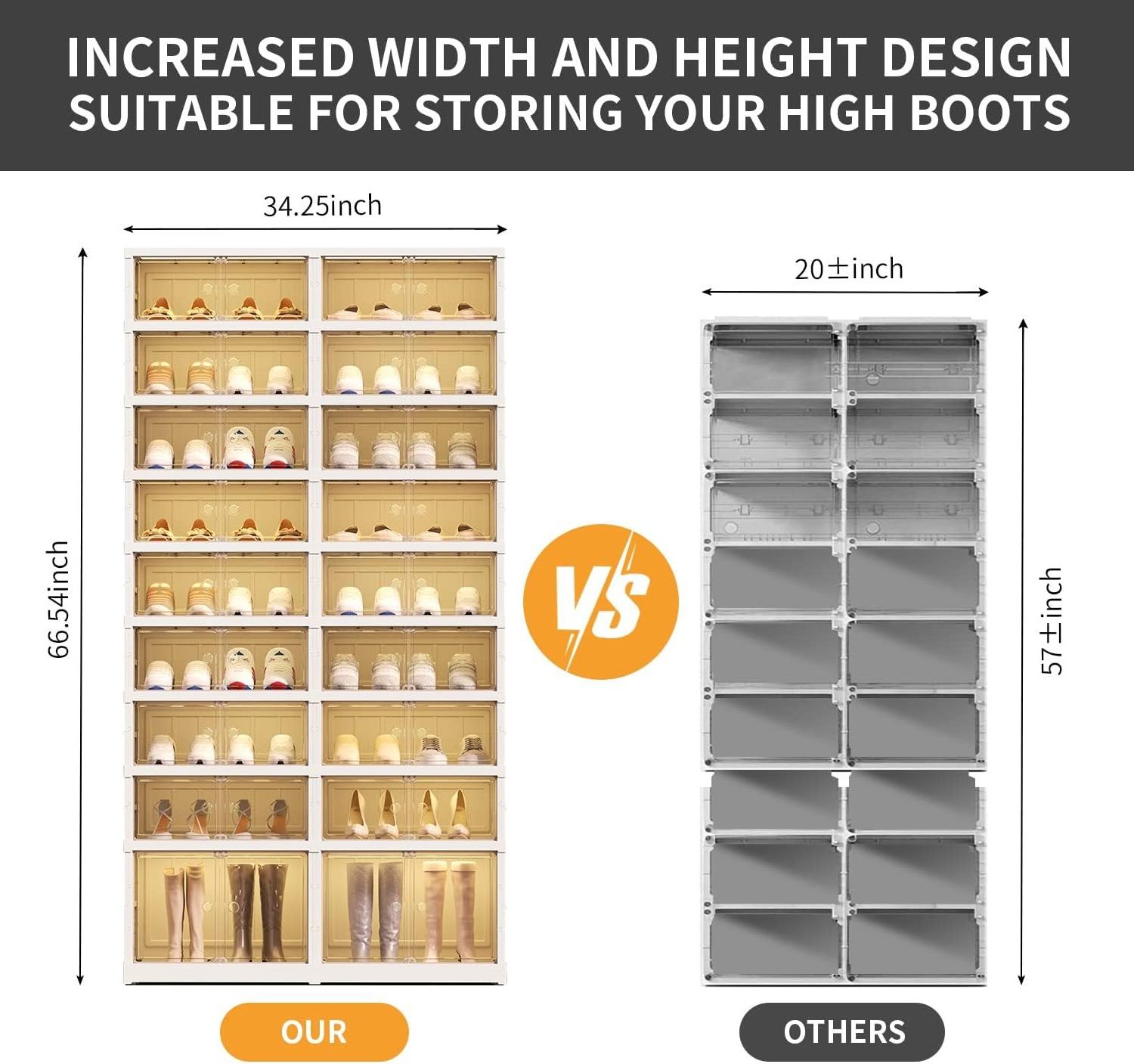 Modern Design Folding Shoes Rack Organizer Collapsible Shoe Storage Cabinet Bins with Magnetic Clear Door for Home Use