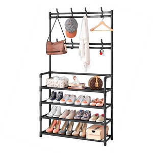 High Quality 4 Tier Entryway Shoe Rack with Convertible Coat Rack Wholesale Organizer for Bedroom Dorm Warehouse Home Furniture