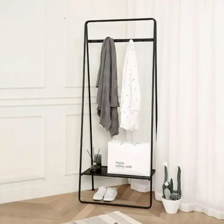 Clothes Garment Wrought Iron Office Single Tube Coat Rack, Metal Clothes Coat Hanger Stand