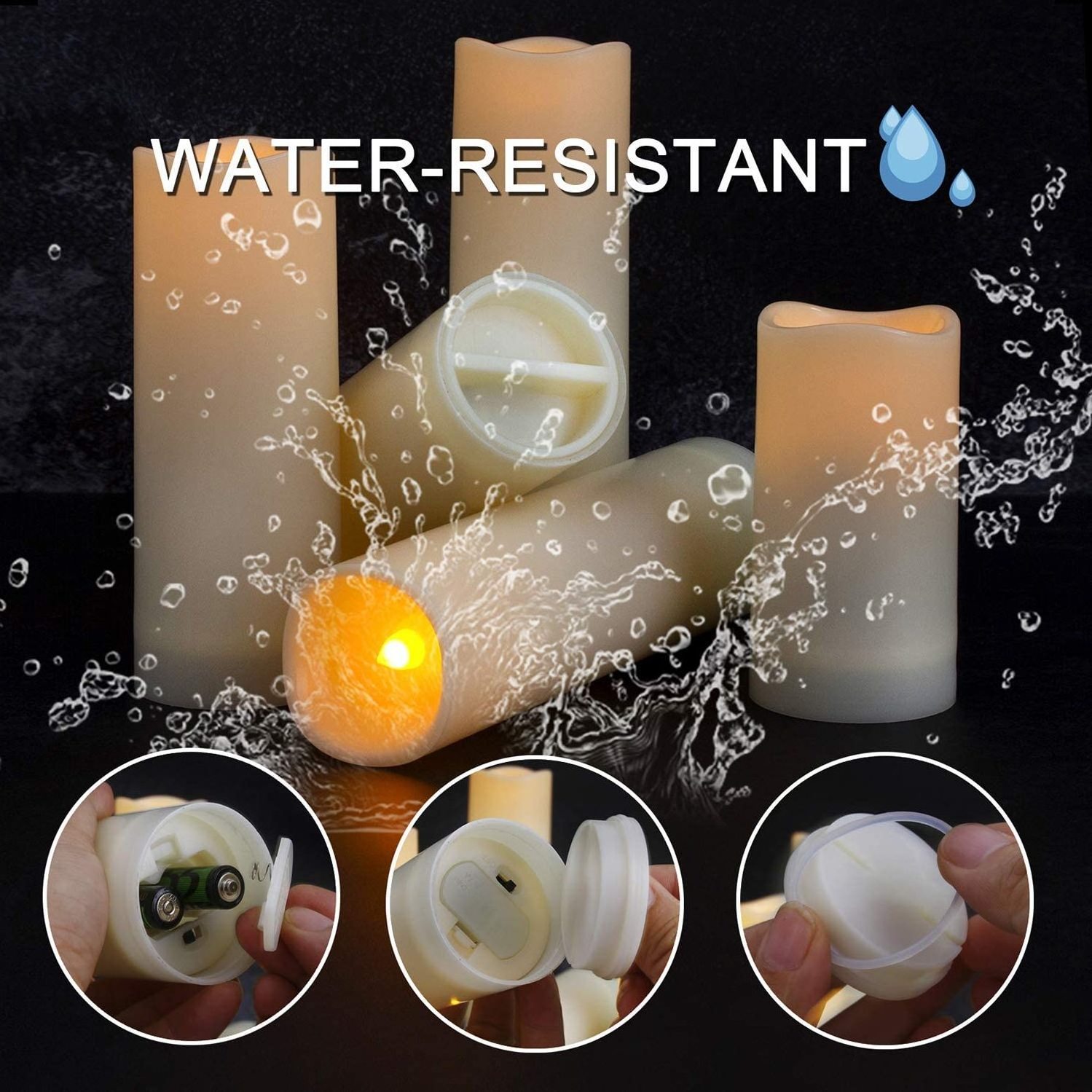 Battery Light Powered Pack Of 12 Outdoor Waterproof Led Candle With Remote