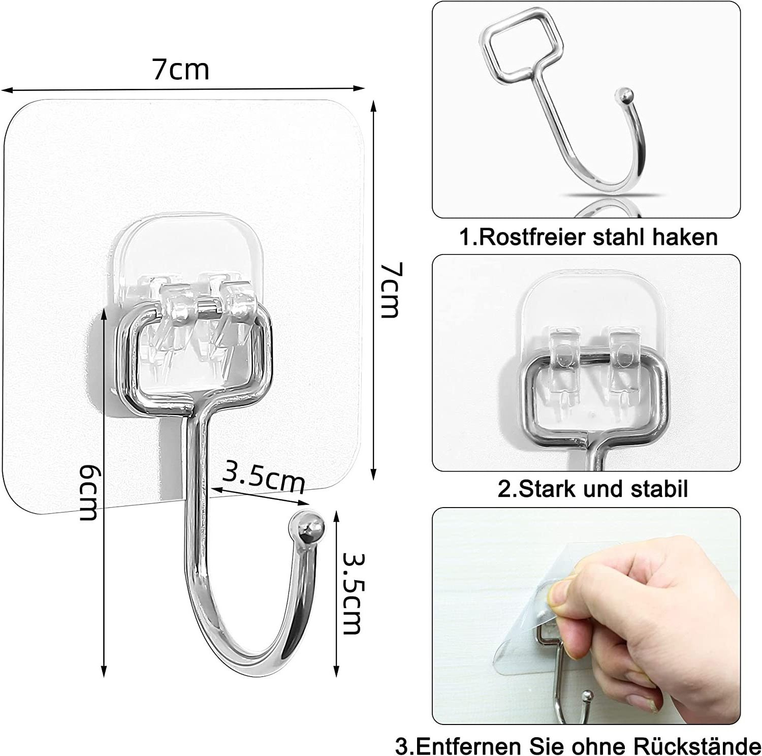 Transparent Self-adhesive Hooks Extra Strong Wall Hooks For Kitchen Bathroom Wall And Ceiling Hanger