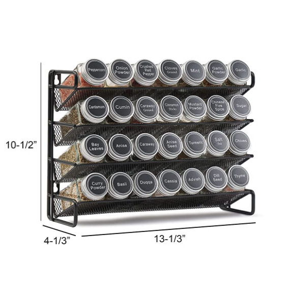 Wall Mount Countertop Cabinet Cupboard Metal Black 4 Tier Layer Seasoning Spice Rack Organizer For Cabinet