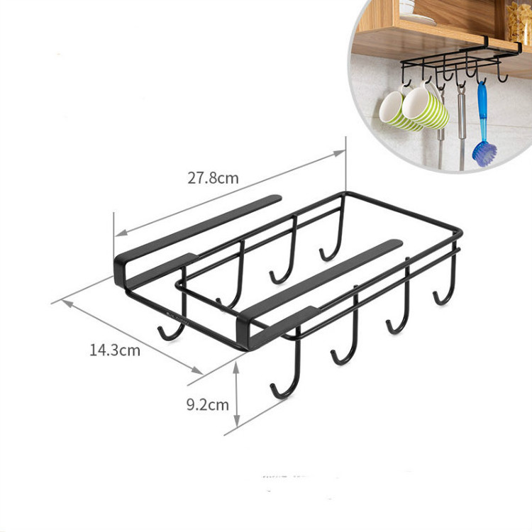 Metal Hooks Cupboard Mug Holder Shelf Coffee Cup Hooker Wall Hanger Rack Hanging Kitchen Accessories Storage Under Cabinet