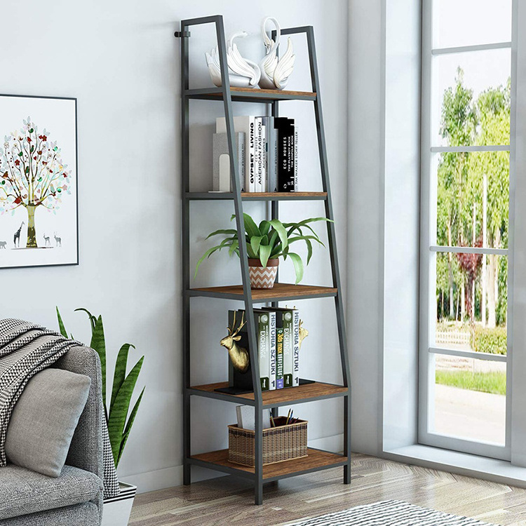 Five Tier Countertop Cube Steel Metal Wooden Shelf Display Storage Rack