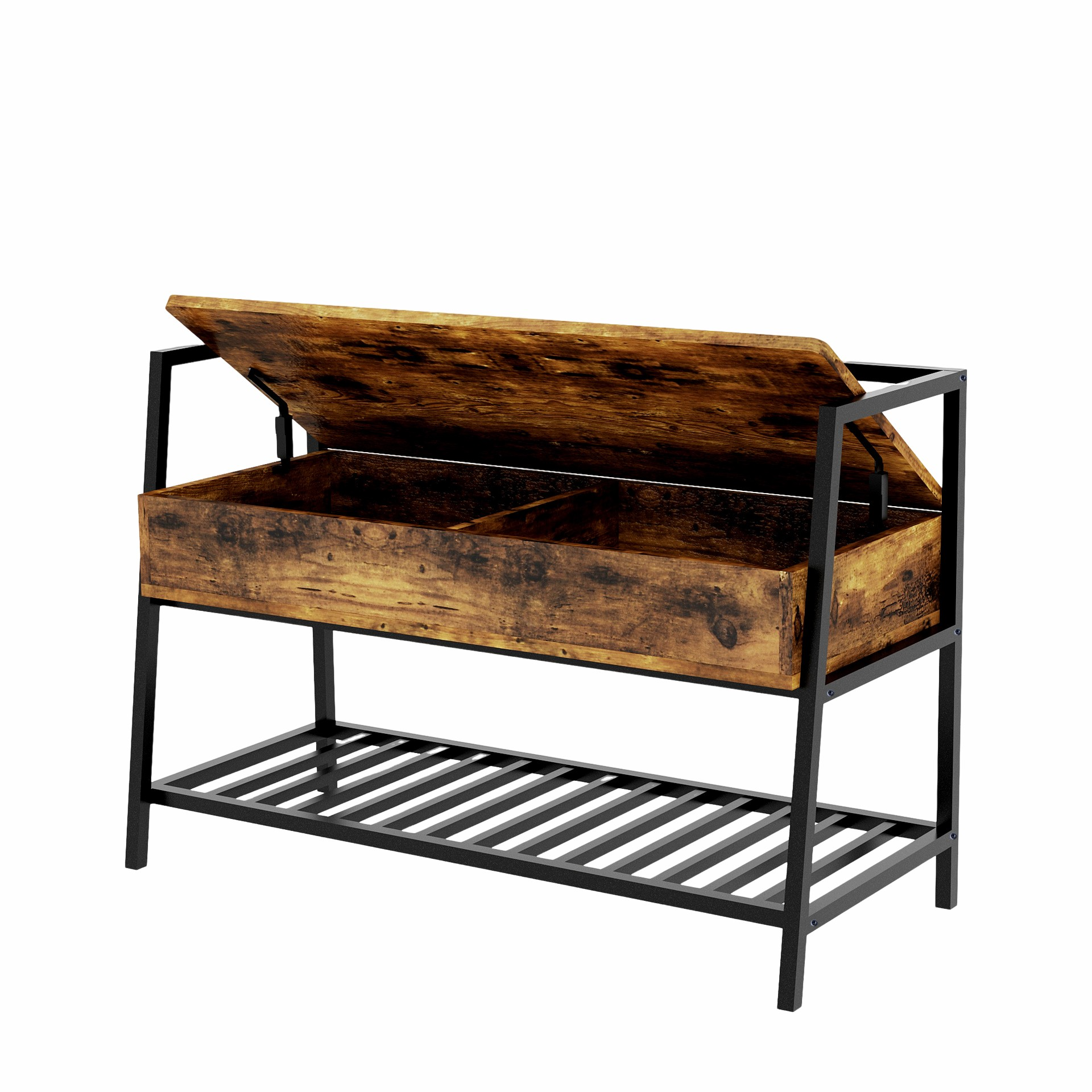 Entry Way Modern Black Organizer Bench Shoe Rack With Seat