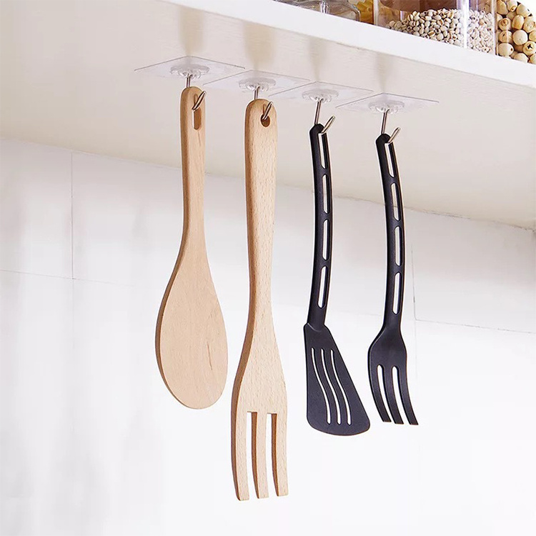 Kitchen Bathroom Transparent Heavy Duty Wall Hanger Hanging Strong Self Adhesive Clear Plastic Hook