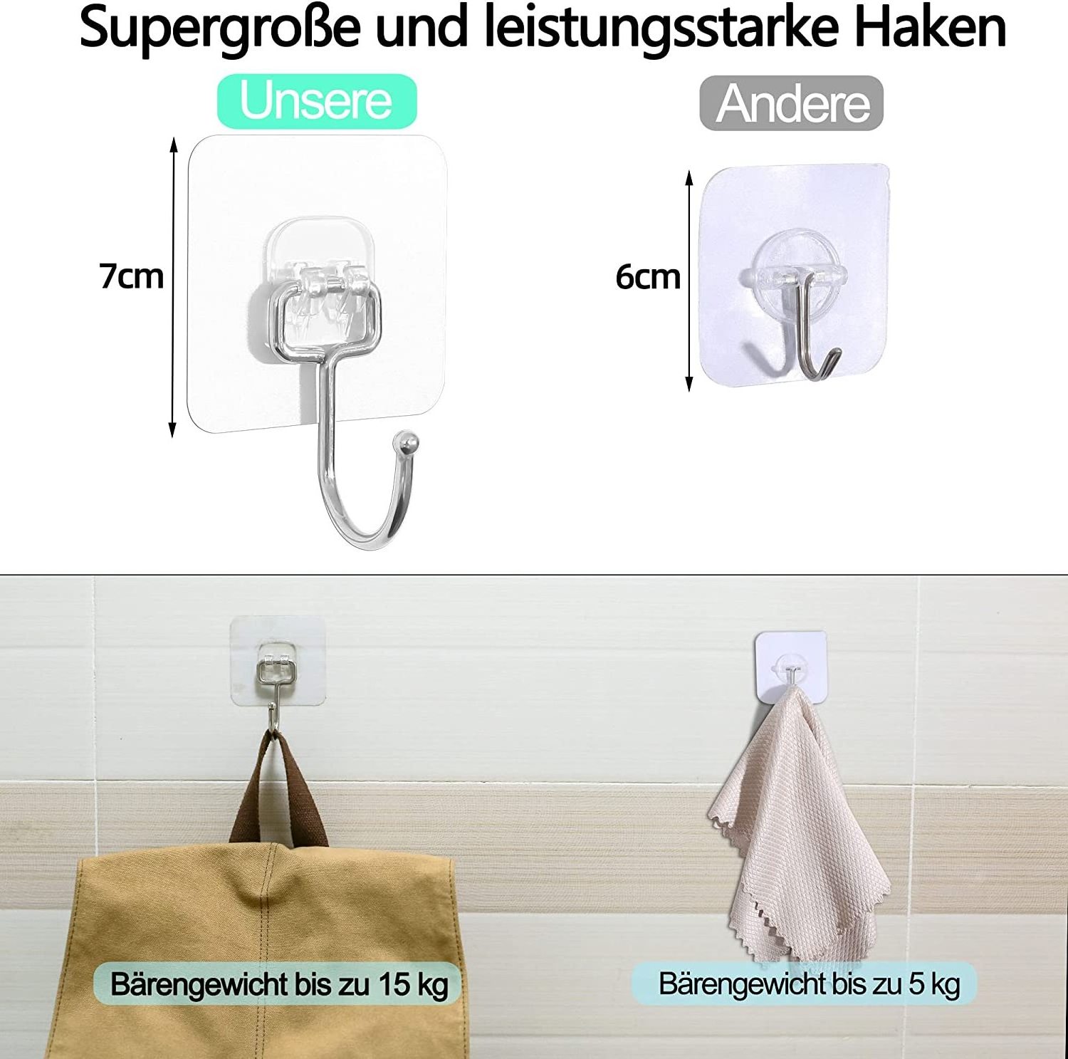 Transparent Self-adhesive Hooks Extra Strong Wall Hooks For Kitchen Bathroom Wall And Ceiling Hanger