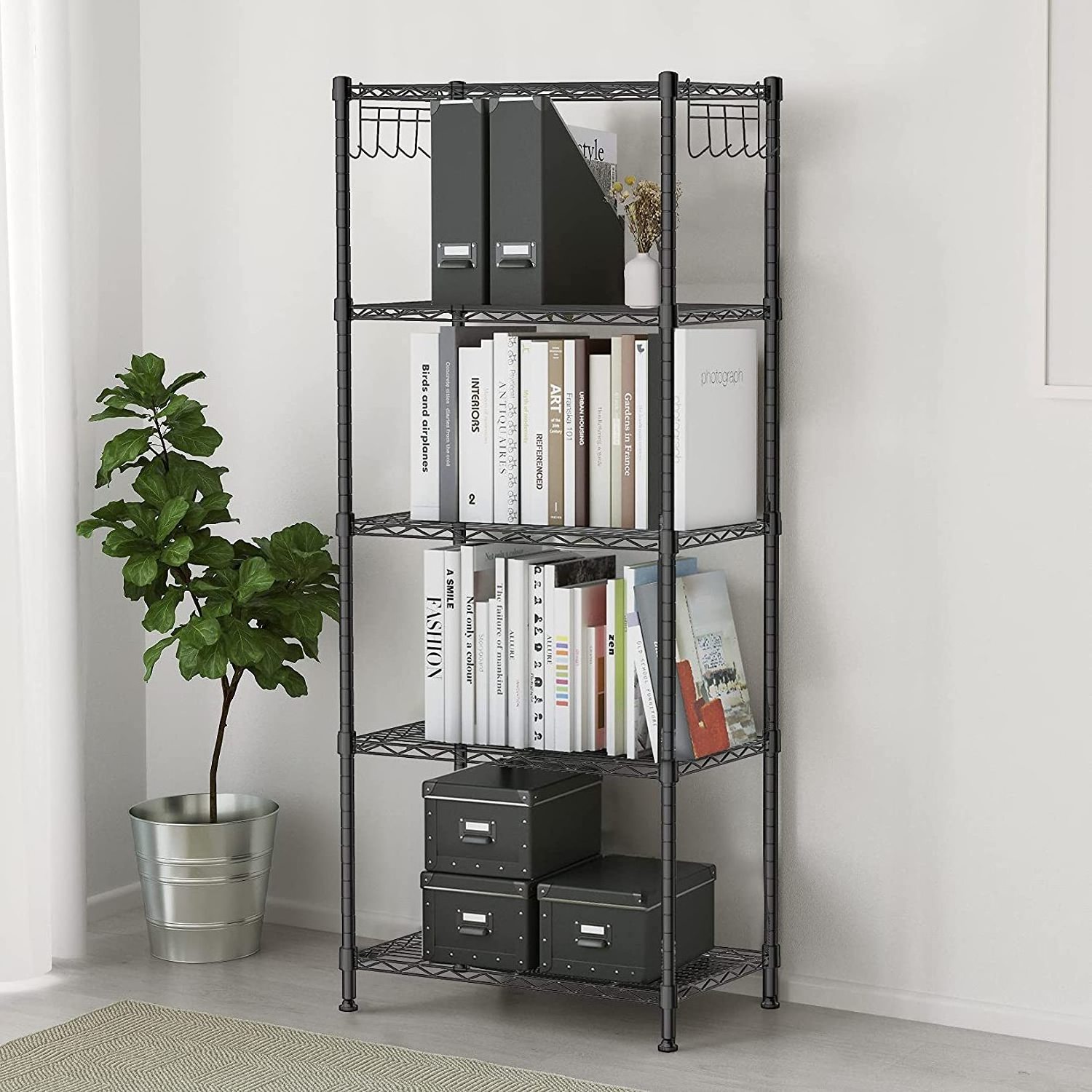 Multipurpose 5 Tier Shelving Storage Unit Heavy Duty Metal Organizer Wire Rack For Kitchen