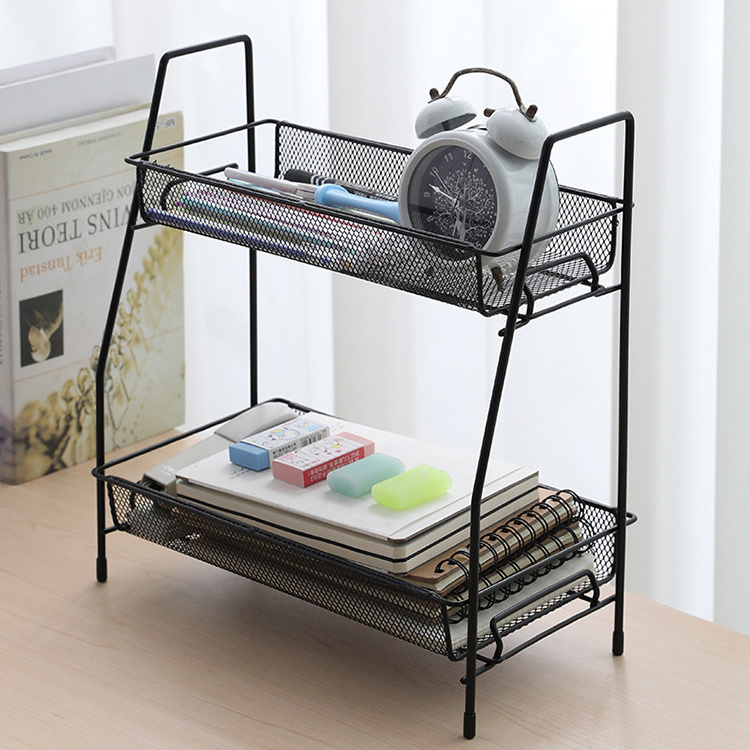 2 Tier Bedroom Metal White Iron Wire Narrow Bathroom Shelf