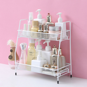 2 Tier Bedroom Metal White Iron Wire Narrow Bathroom Shelf