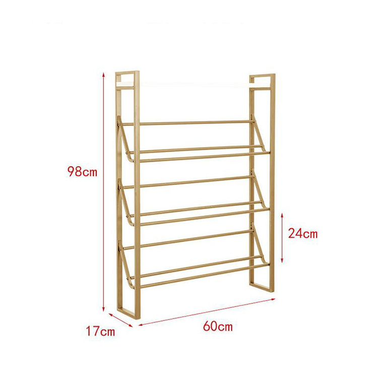 professional Fashion Slant Display Wrought Iron Space Save Shoes Rack Customized Metal Shoes Shelf