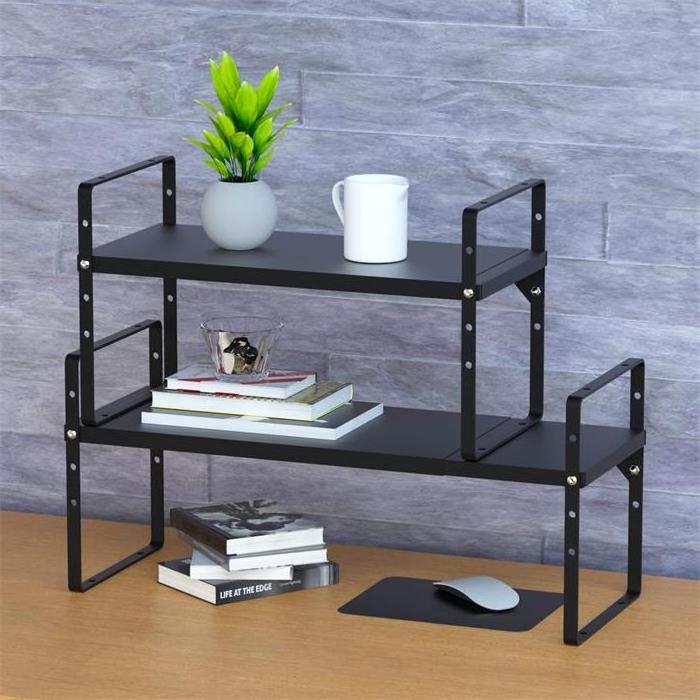 2 Pack Stackable Extendable Expandable Cabinet Shelf Organizer,Countertop Organizer,Expandable Storage Shelves For Kitchen