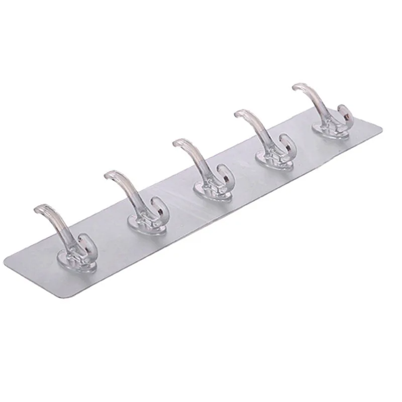 Wholesale Solid Pattern Multifunctional Kitchen Bathroom Hooks Self-Adhesive Wall Hanger with Crystal Row Rail