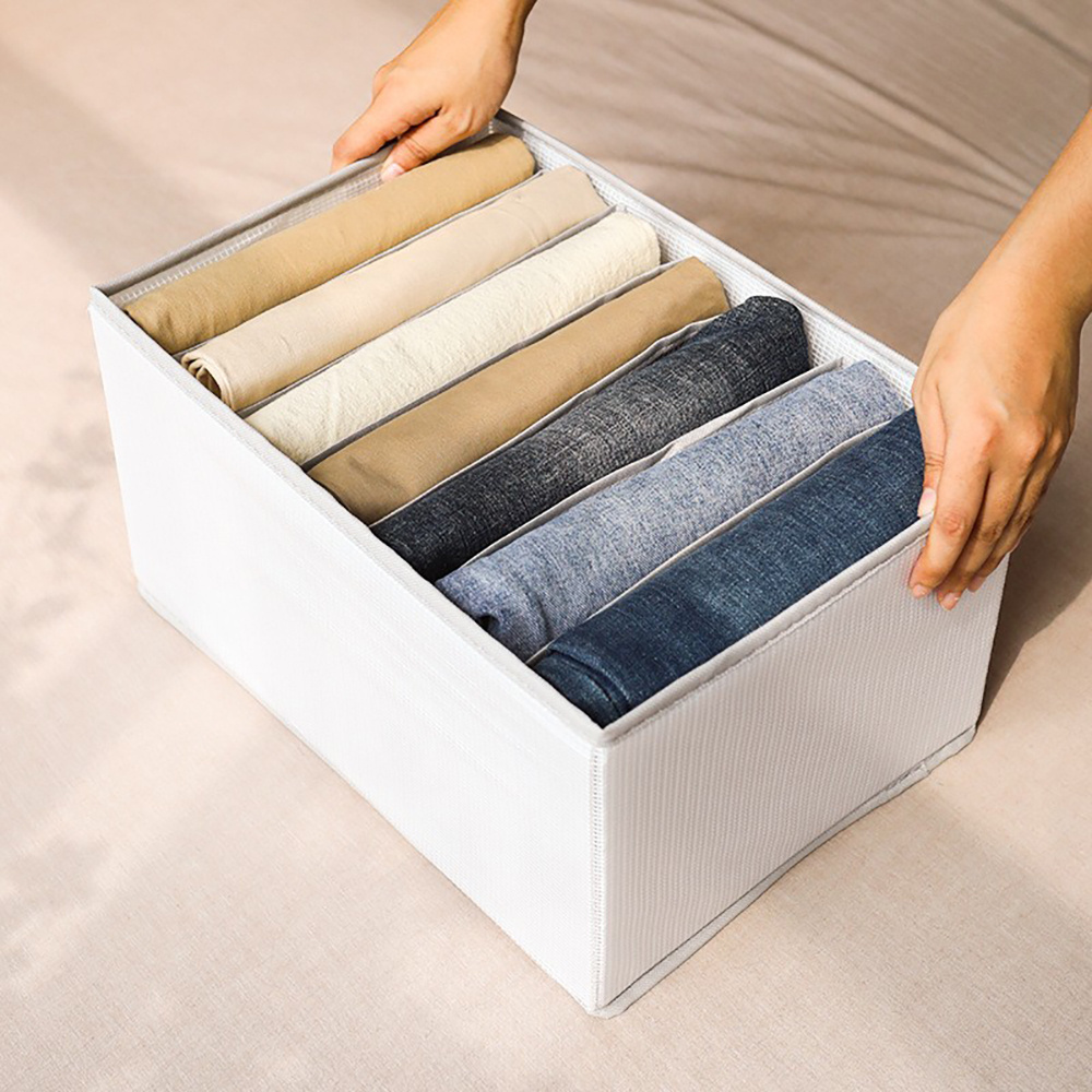 Foldable Closet Drawer Organizer Divider Washable Pvc Mesh Wardrobe Clothes Underwear Jeans Pants Storage Box