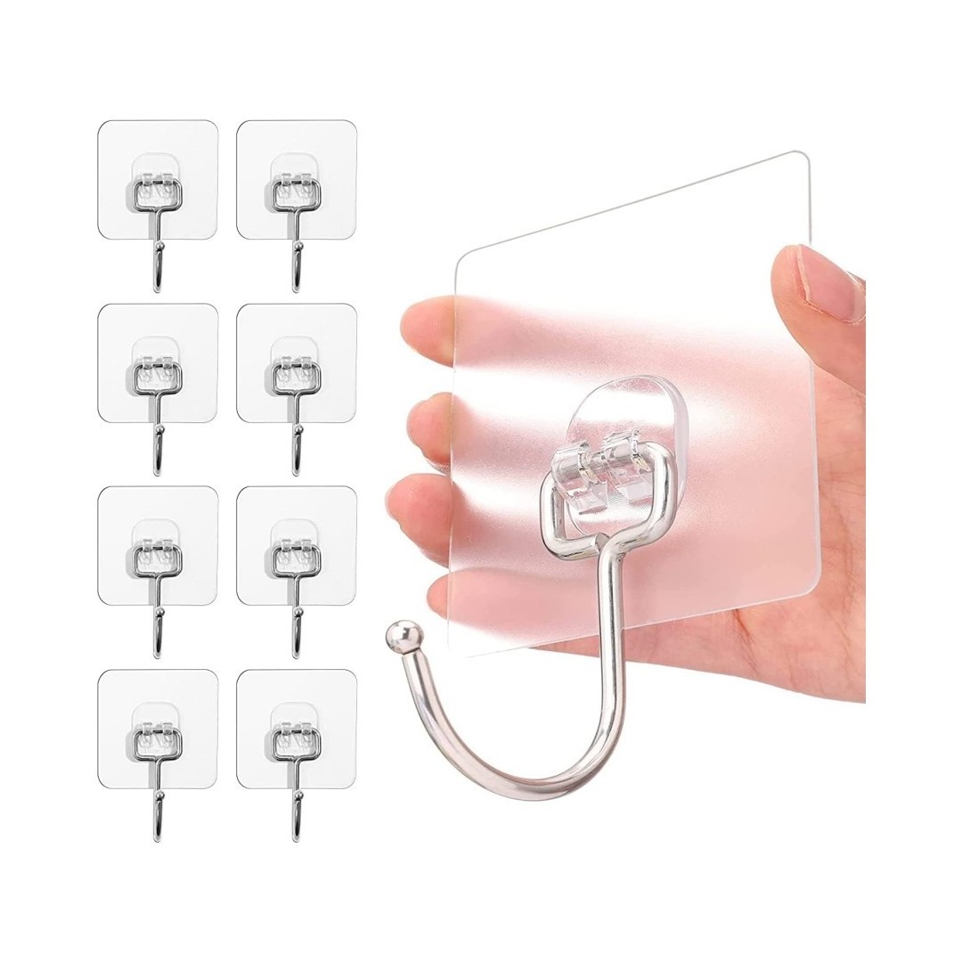 Transparent Self-adhesive Hooks Extra Strong Wall Hooks For Kitchen Bathroom Wall And Ceiling Hanger