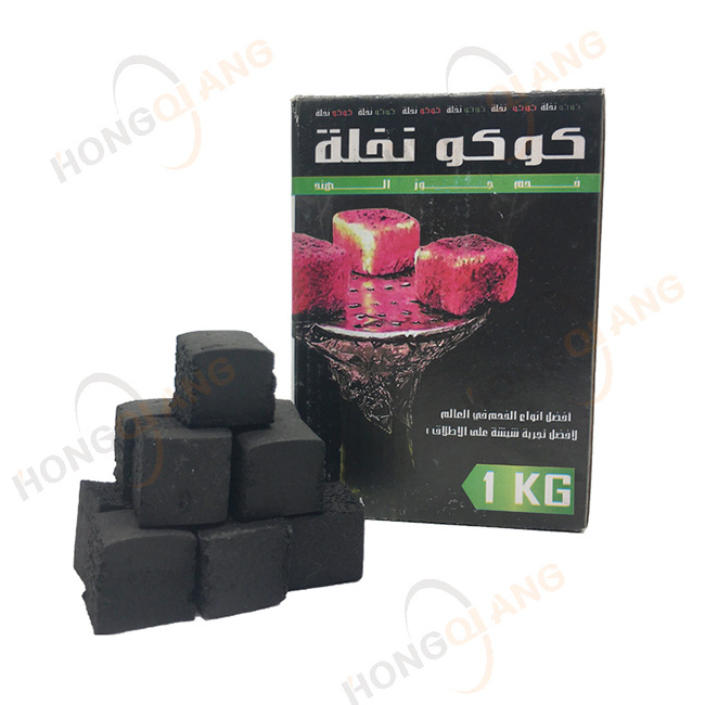 HQHC0025 Hongqiang Factory wholesale coconut cube shell pure material shisha incense instant light hookah charcoal