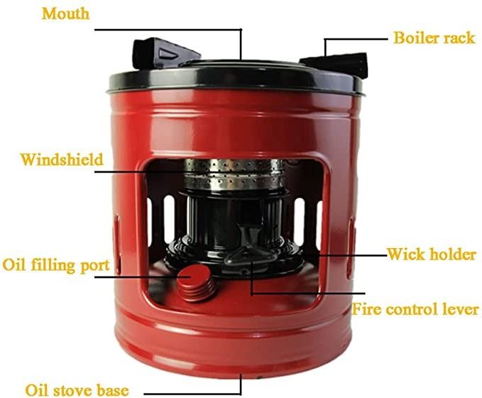 HQKS-2008 Wide Wicks Indoor Outdoor Heater Metal Material Smoke-Free Camping Cooking Kerosene Stove