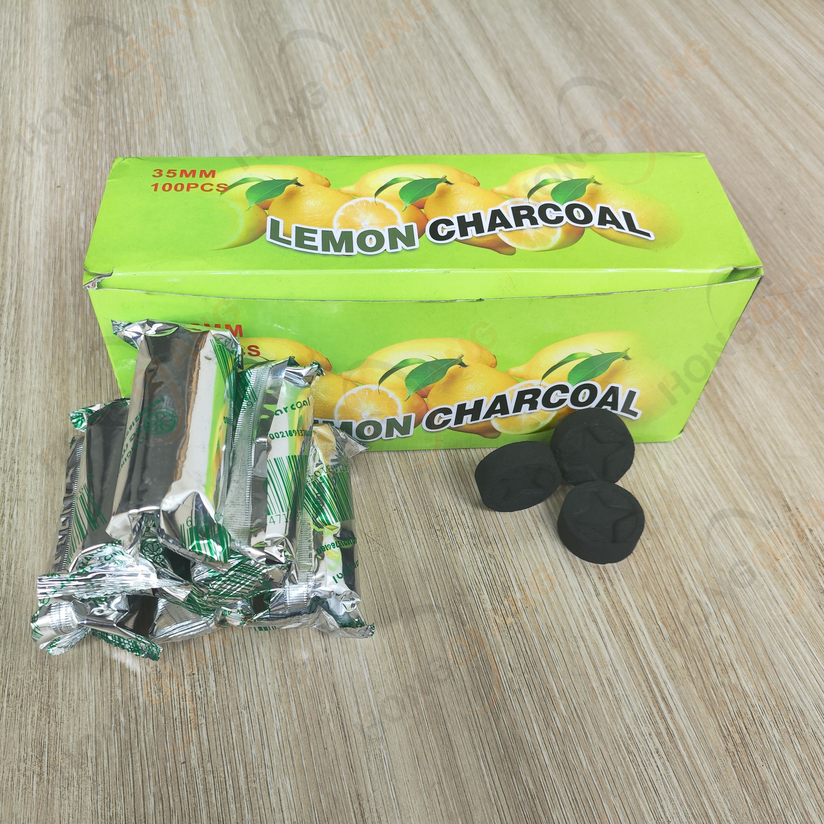 35mm Lemon Flavor Fruitwood Incens Bakhoor Shisha Briquette Smokeless Hookah Round Charcoal HQRH35120