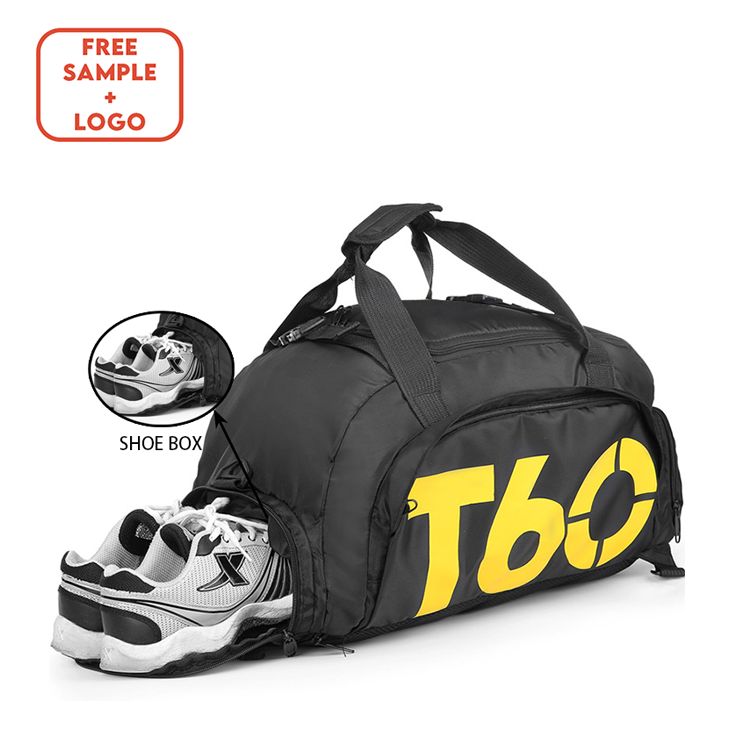 Custom Oem Sample Free Sublimation Blank Black Duffle Bag With Shoes Organizer