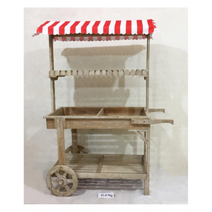 Decorative Planter Pot Display Stand wooden wagon flower plant pot stand display shelf with wheels