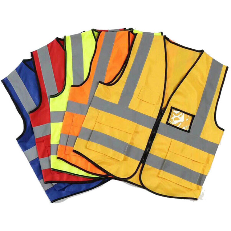 Wholesale  neon green safety vest with reflective strips  custom multi-pocket  practical reflective vest jacket